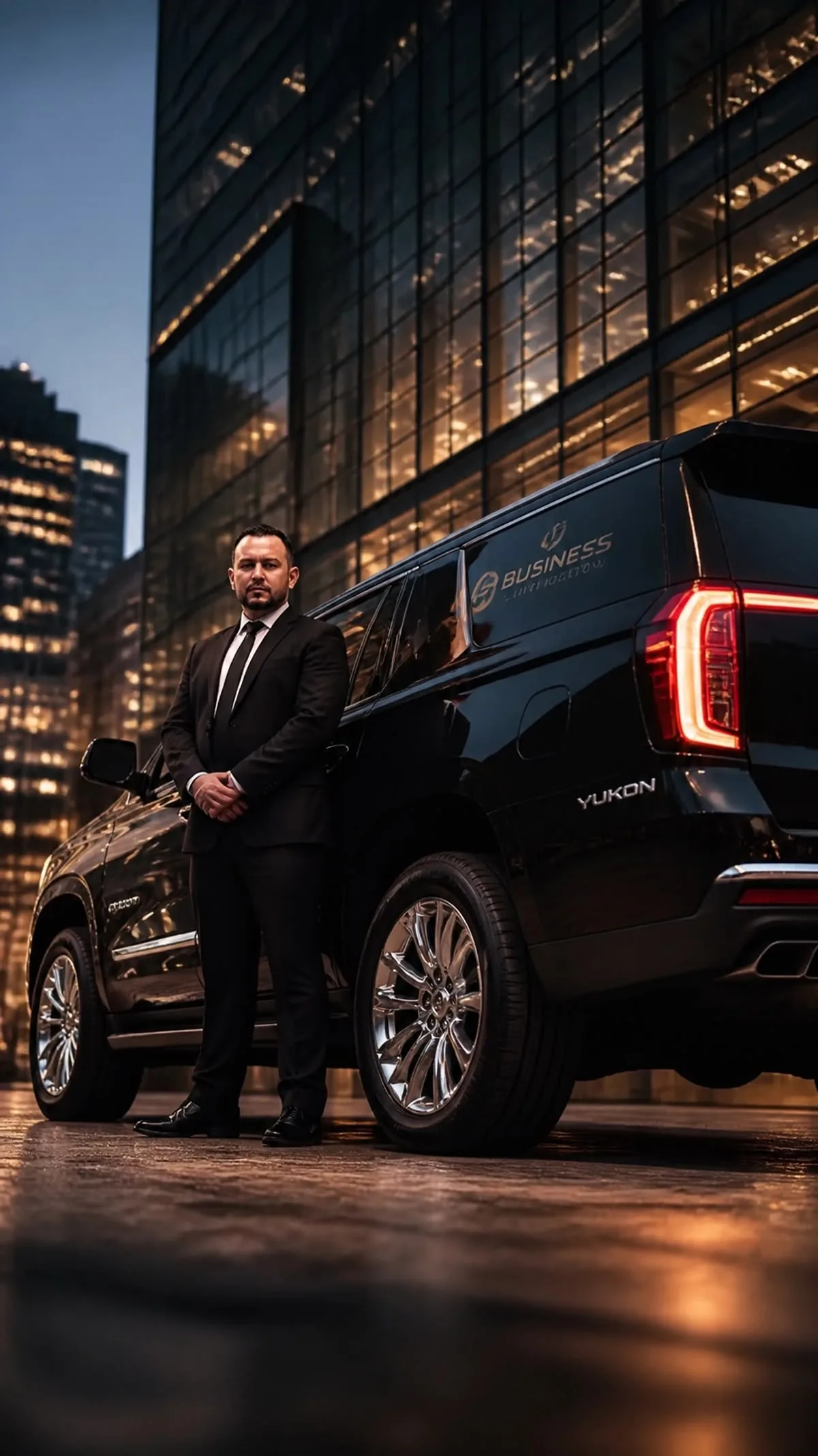 Chauffeur beside a luxury vehicle for a New York transfer